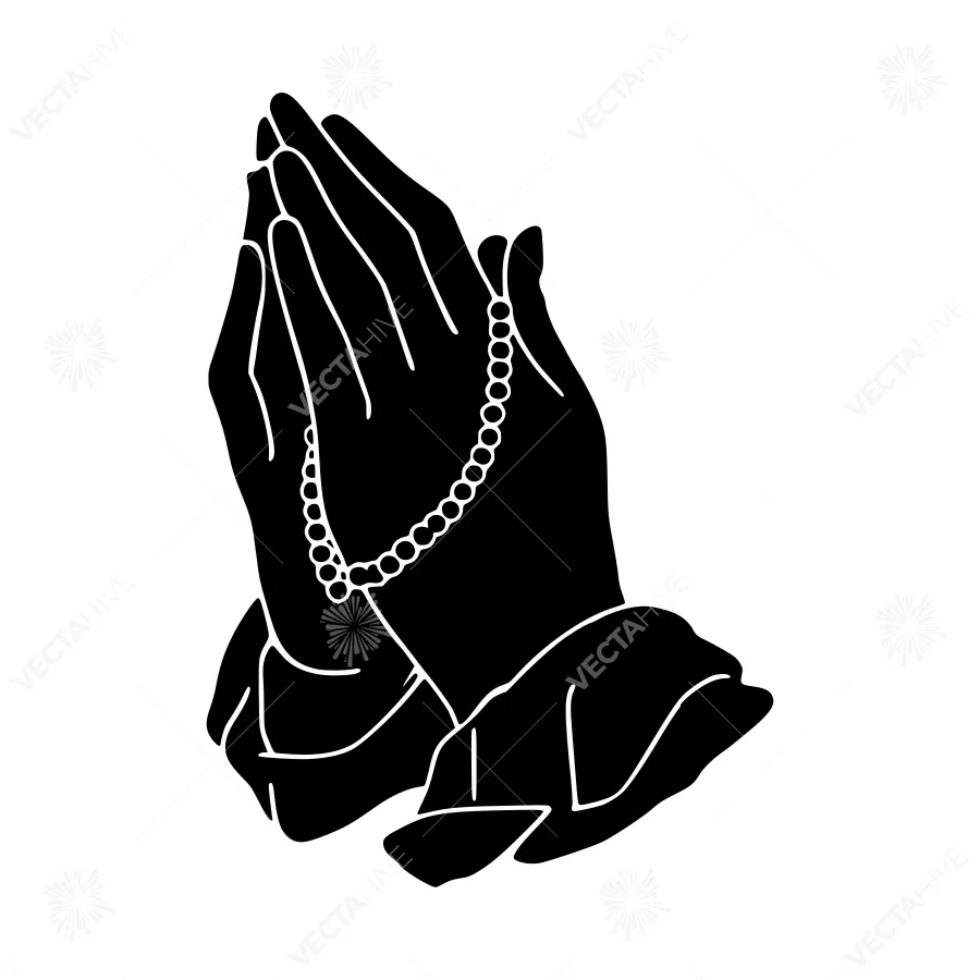 Prayer Hands Silhouette - Black & White