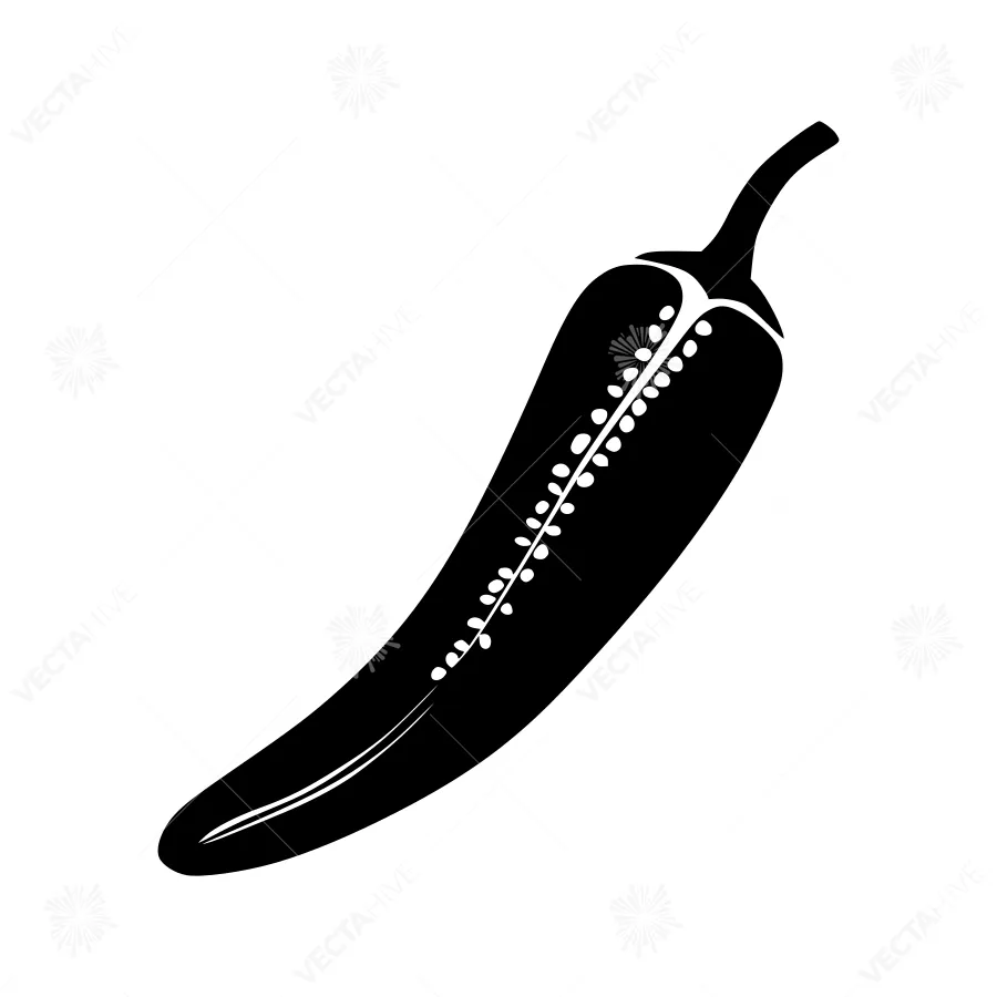 Black Chili Pepper Icon - Simple Vector Illustration
