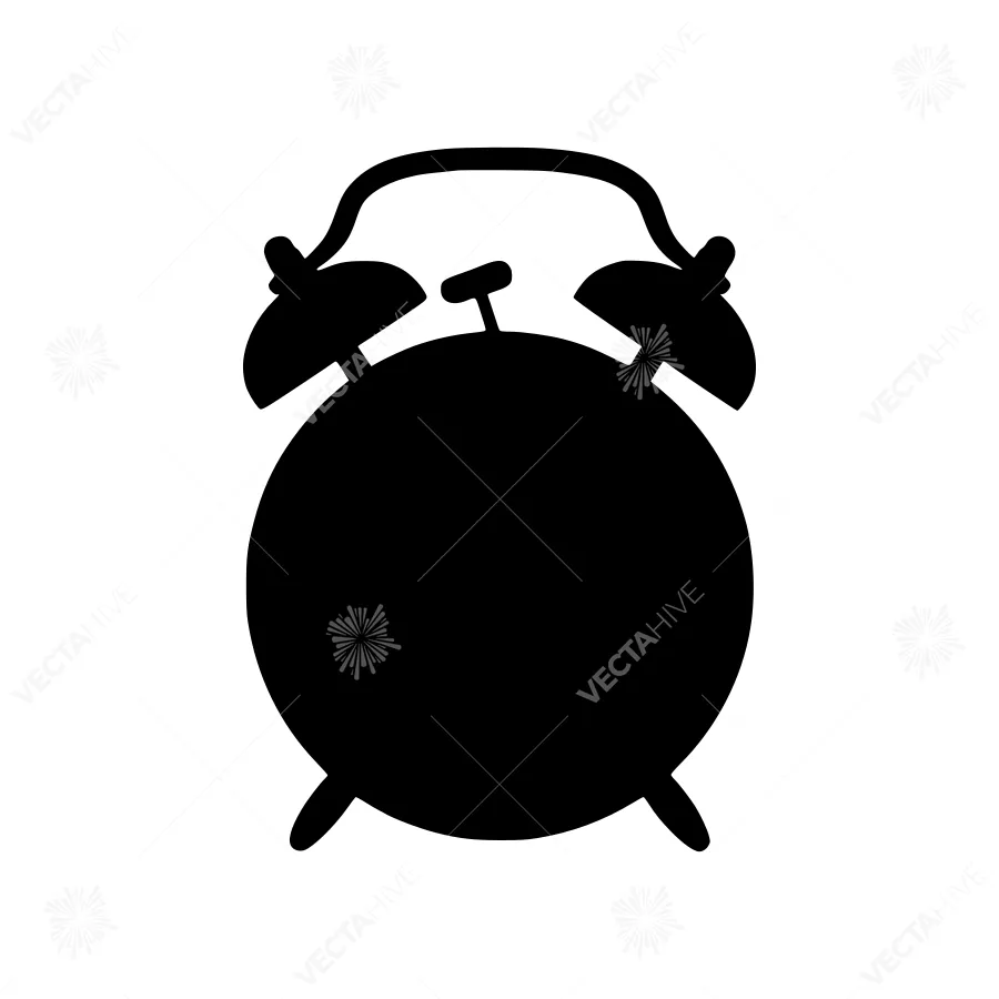 Black Alarm Clock Silhouette Icon