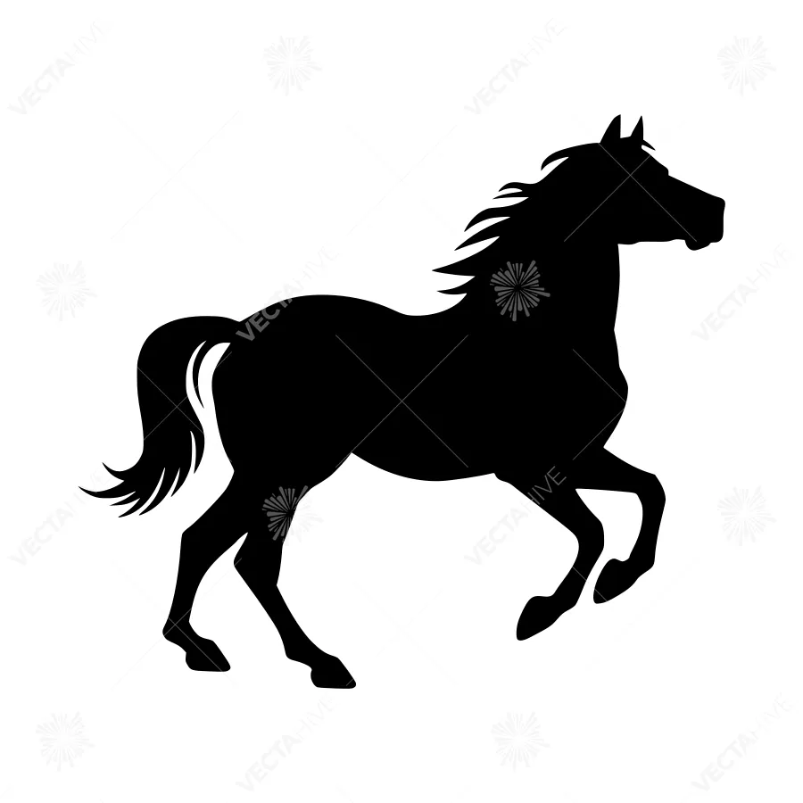 Silhouette Horse Running - Vector Graphic