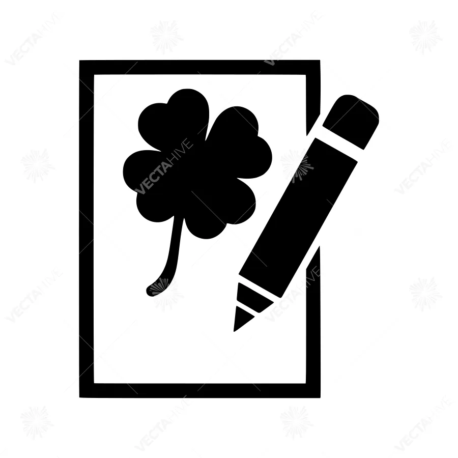 Black & White Shamrock Sketch Icon