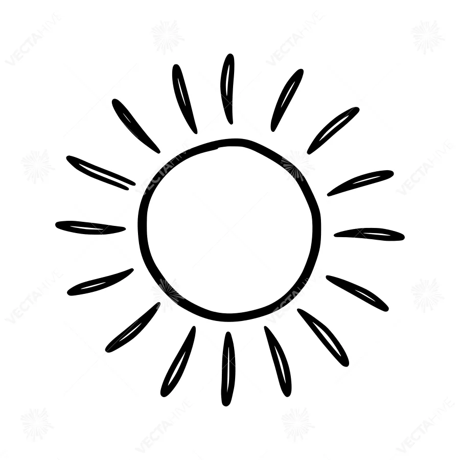 Hand Drawn Sun Icon - Minimalist Outline