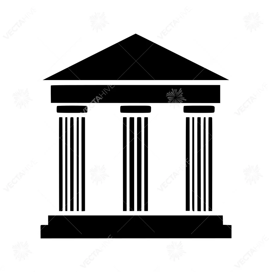 Classical Temple Icon - Black on White