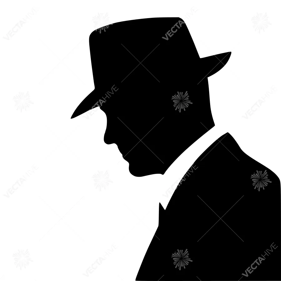 Silhouette Man in Hat - Minimalist Vector