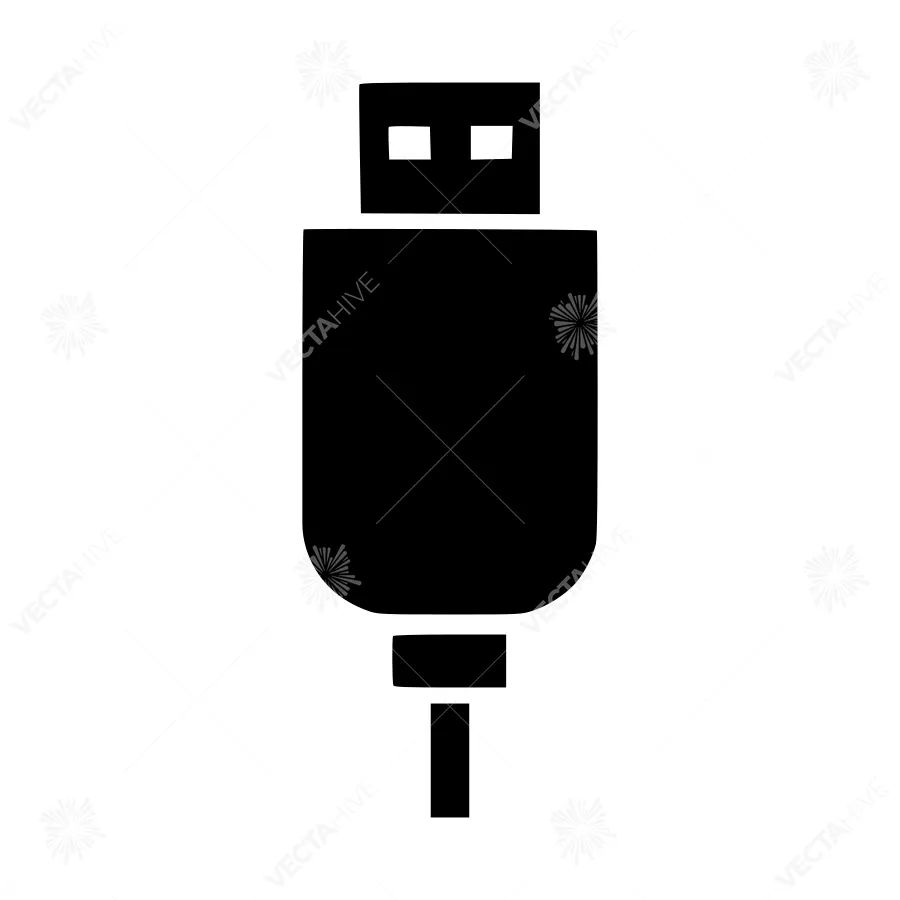 USB Connector Icon - Black Outline