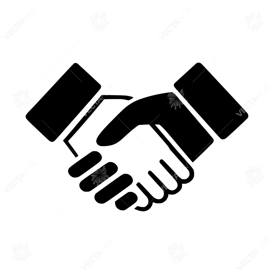 Black Handshake Icon - Business Agreement