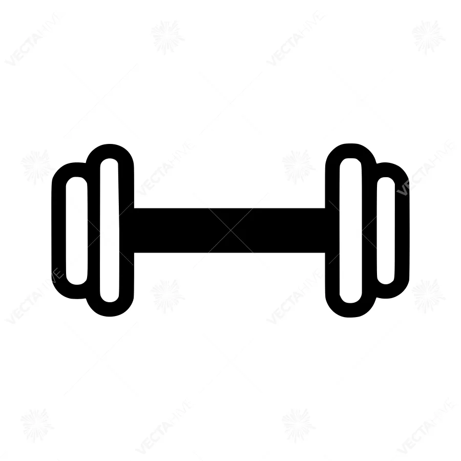 Black Dumbbell Icon - Fitness Vector Illustration