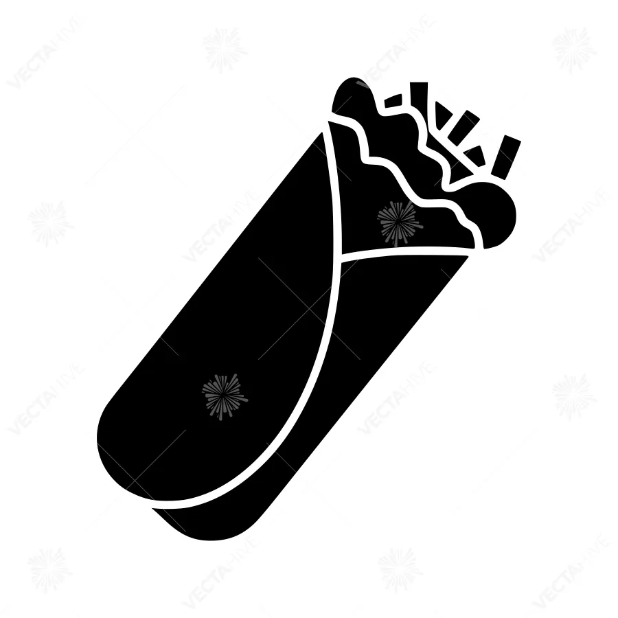 Black Tortilla Wrap Icon - Food Illustration