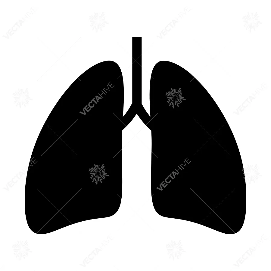 Lungs Icon - Black Silhouette Vector Illustration
