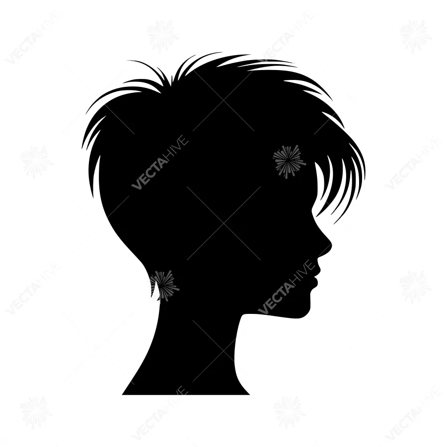 Silhouette Head Profile - Black Hair