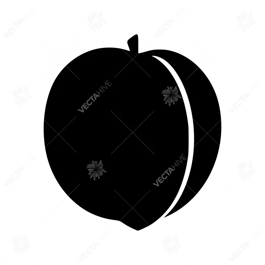 Silhouette Peach Icon - Vector Illustration