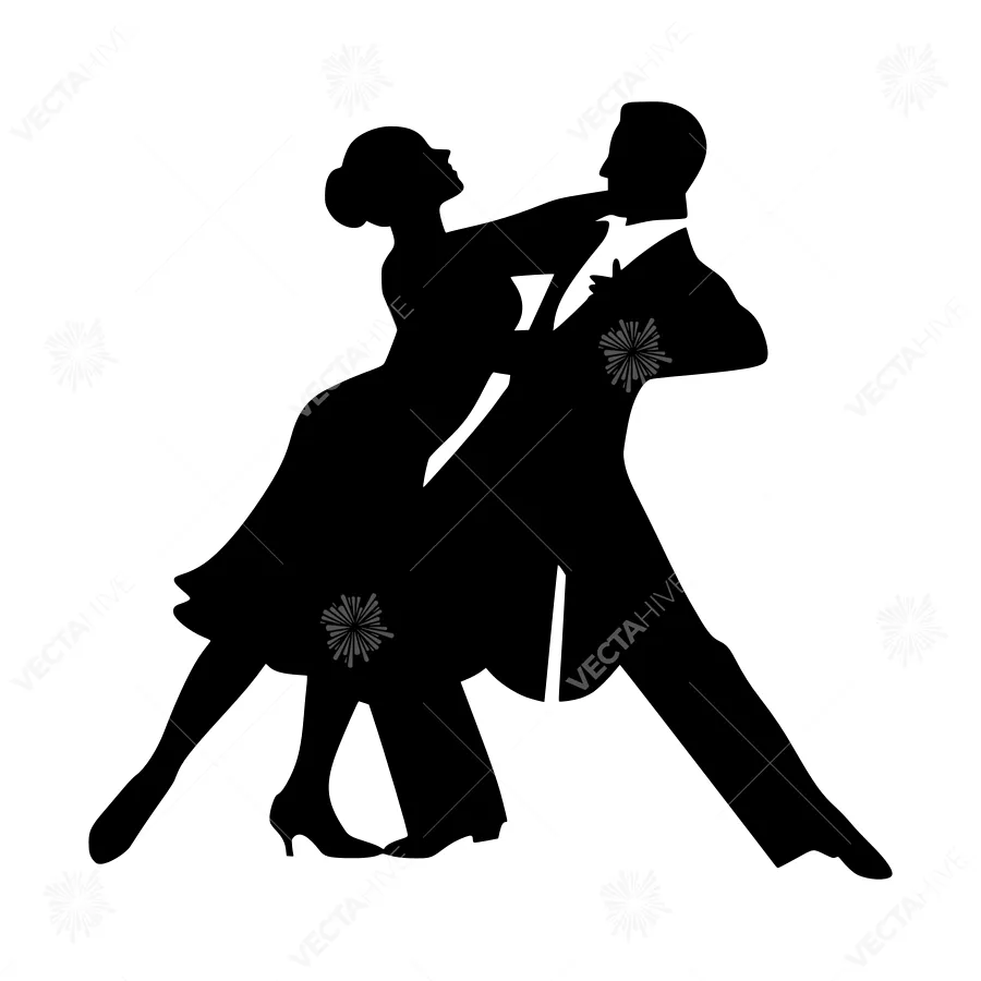 Ballroom Dancing Silhouette - Black & White