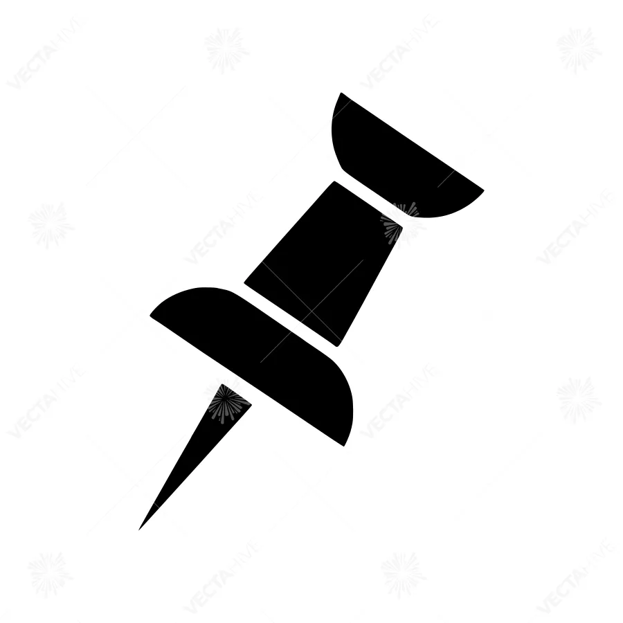Black Pin Icon - Simple Outline Vector