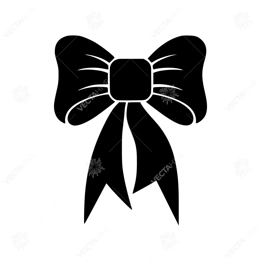 Black Ribbon Bow Icon - Vector Illustration