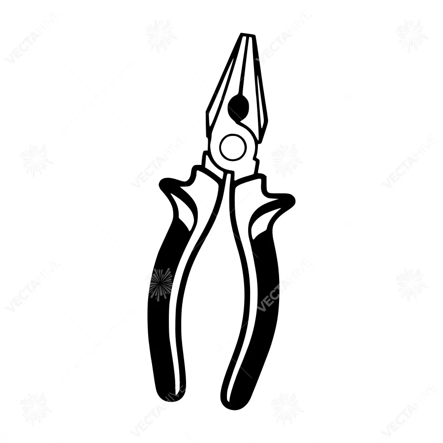 Black Pliers Vector Illustration