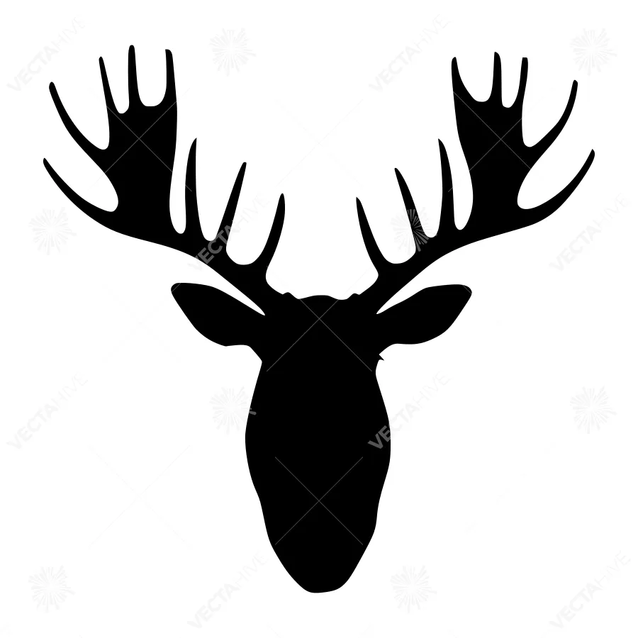 Silhouette Deer Head - Black on White