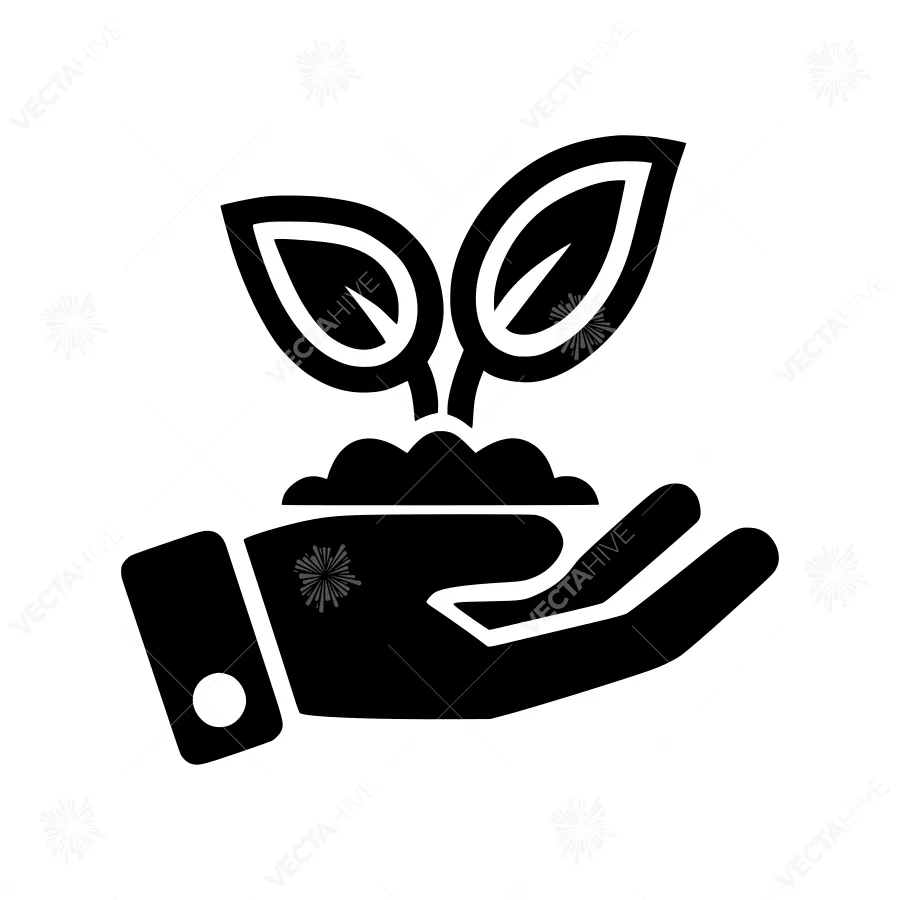 Hand Holding Sprouting Plant Icon - Growth Symbol