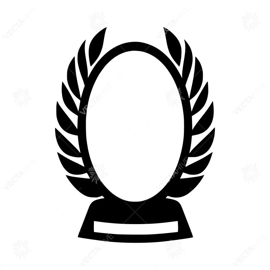 Black Laurel Wreath Award Badge Icon