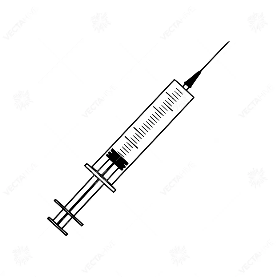 Simple Syringe Icon - Black Outline