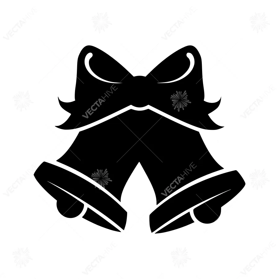 Black Bell Silhouettes with Bows - Holiday Icon
