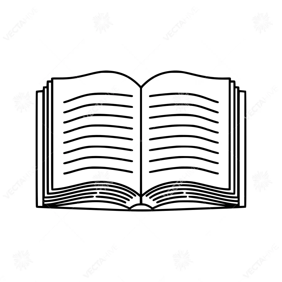Open Book Icon - Black Outline