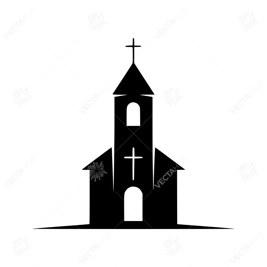 Black Church Silhouette Vector Icon