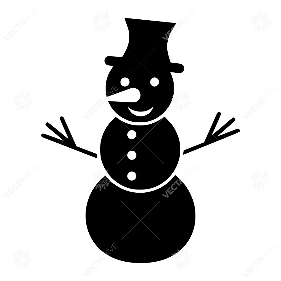 Silhouette Snowman Icon - Winter Holiday Design