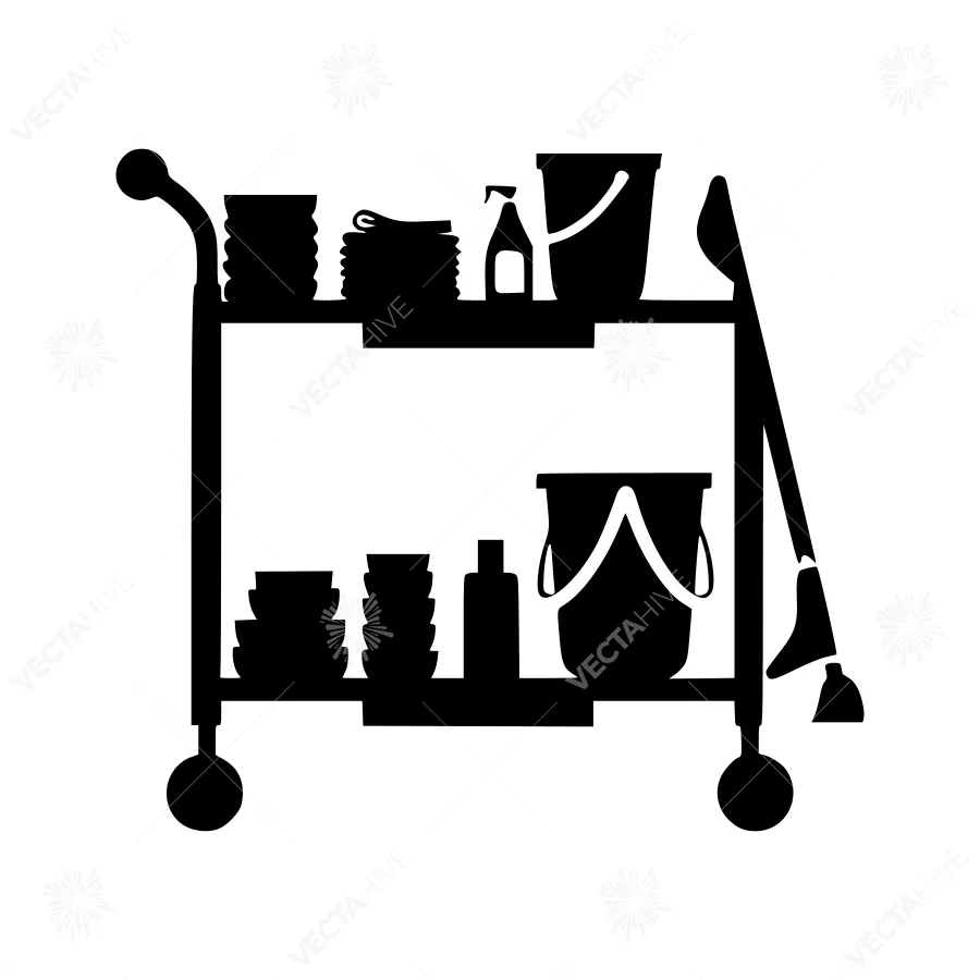 Vintage Serving Cart Icon - Black Silhouette