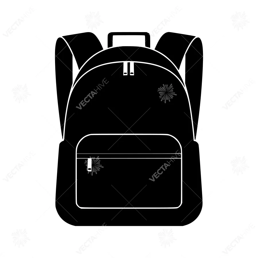 Backpack Icon - Simple Black Outline