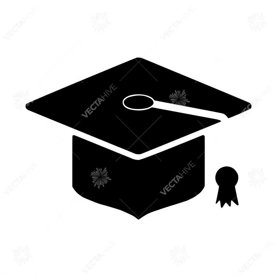 Black Graduation Cap Icon - Vector Illustration