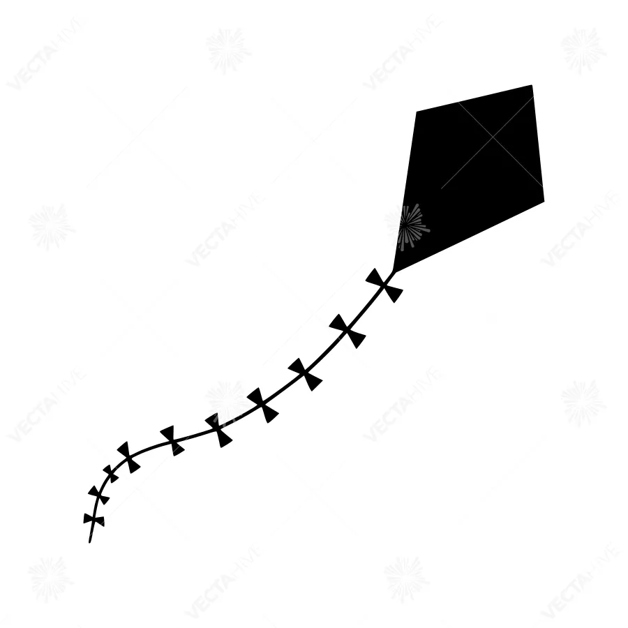 Black Kite Silhouette on White Background