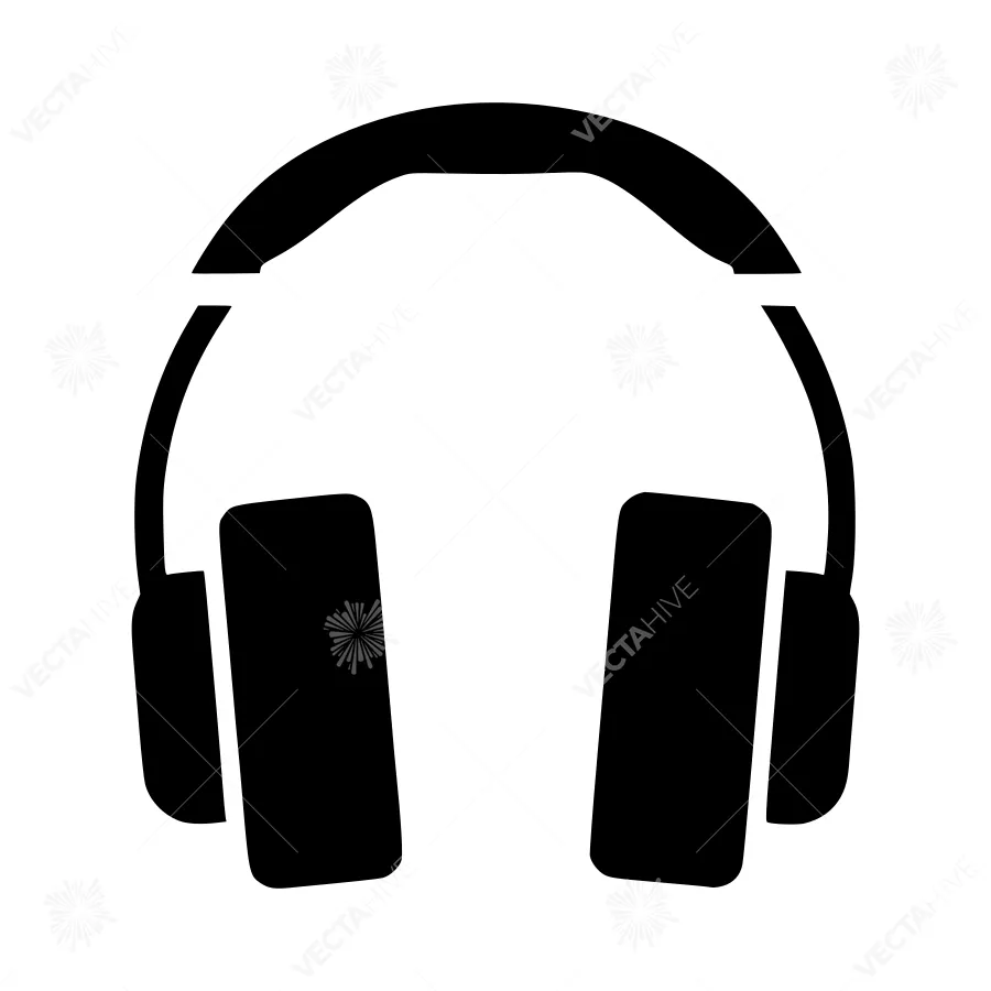 Black Headphones Icon - Simple Vector Illustration