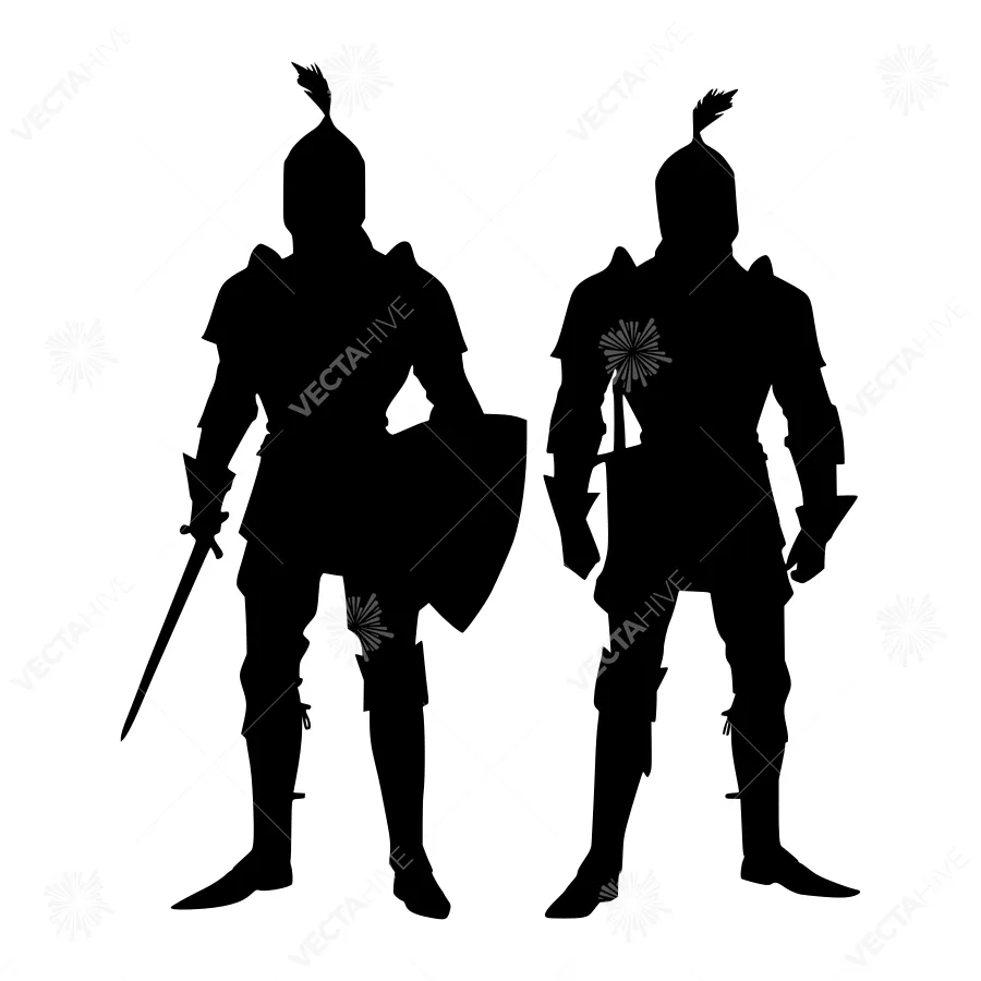 Knight Silhouettes - Medieval Warrior Set