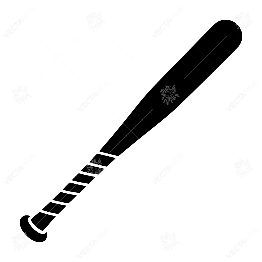 Baseball Bat Icon - Black Silhouette