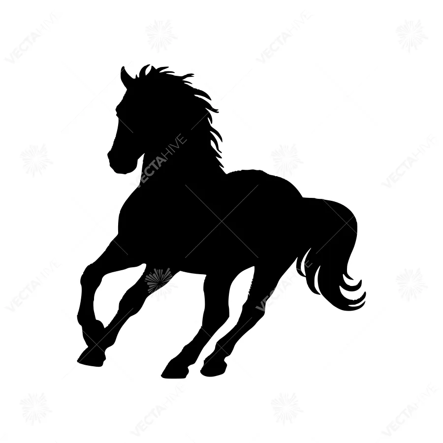 Silhouette Horse Running - Black Vector Graphic
