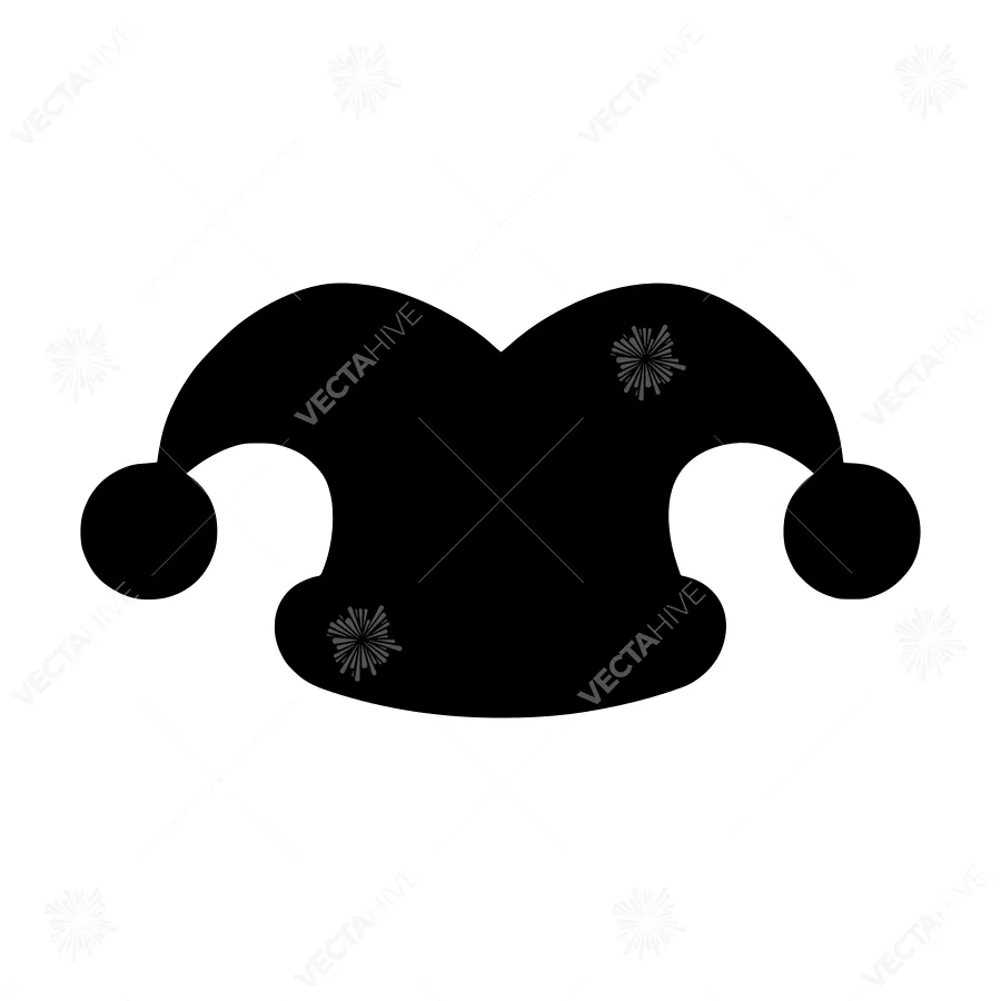 Jester Hat Icon - Black Silhouette