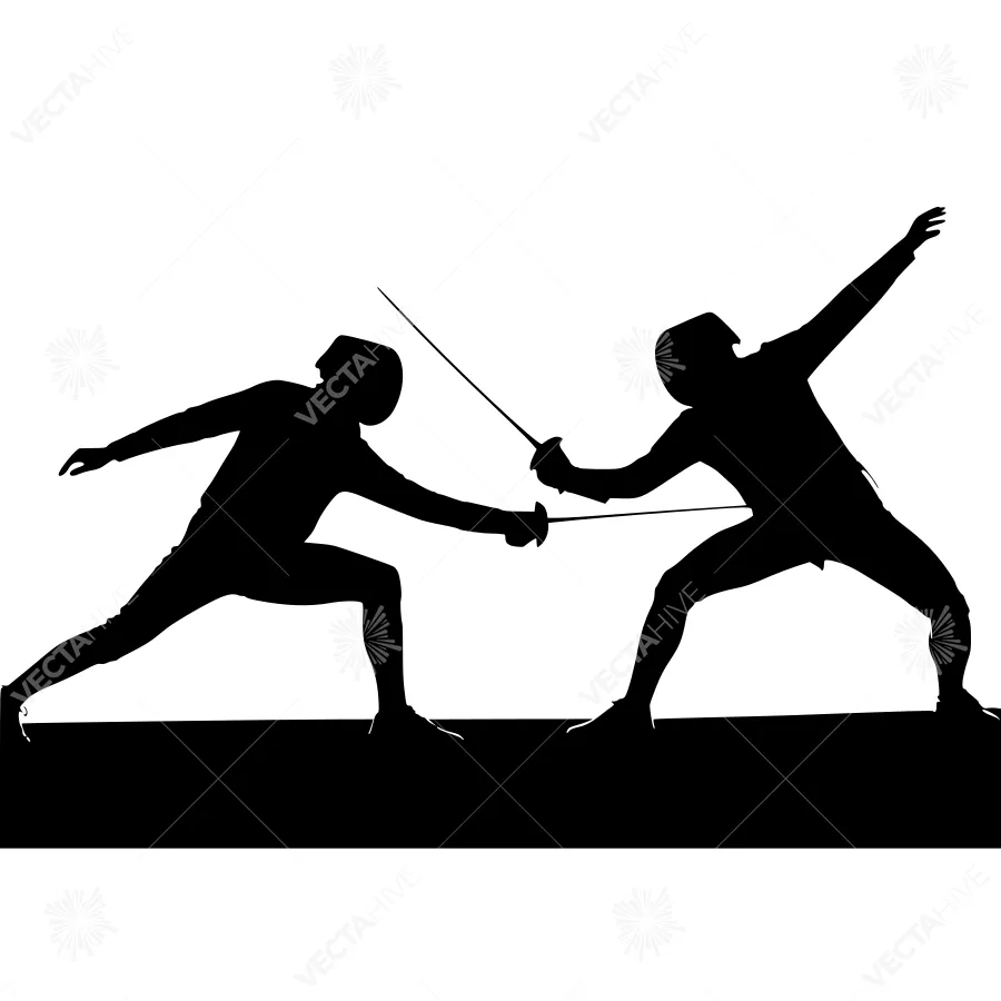 Fencing Silhouette - Dramatic Action Shot