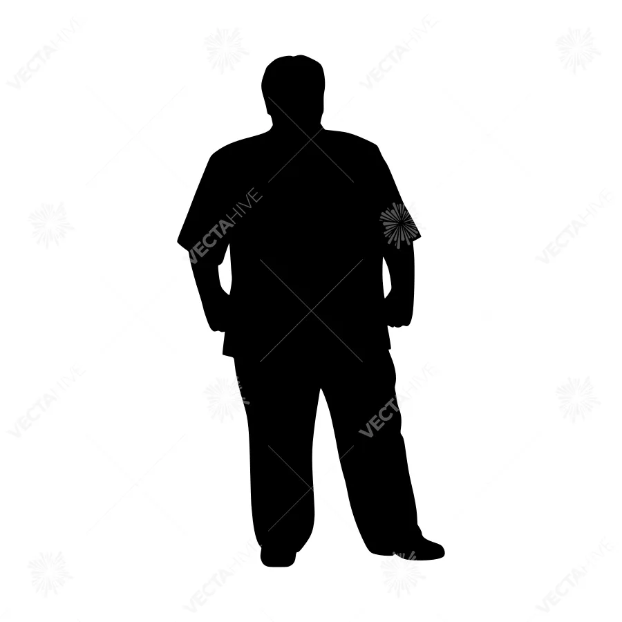 Silhouette Man Standing - Black Outline Vector