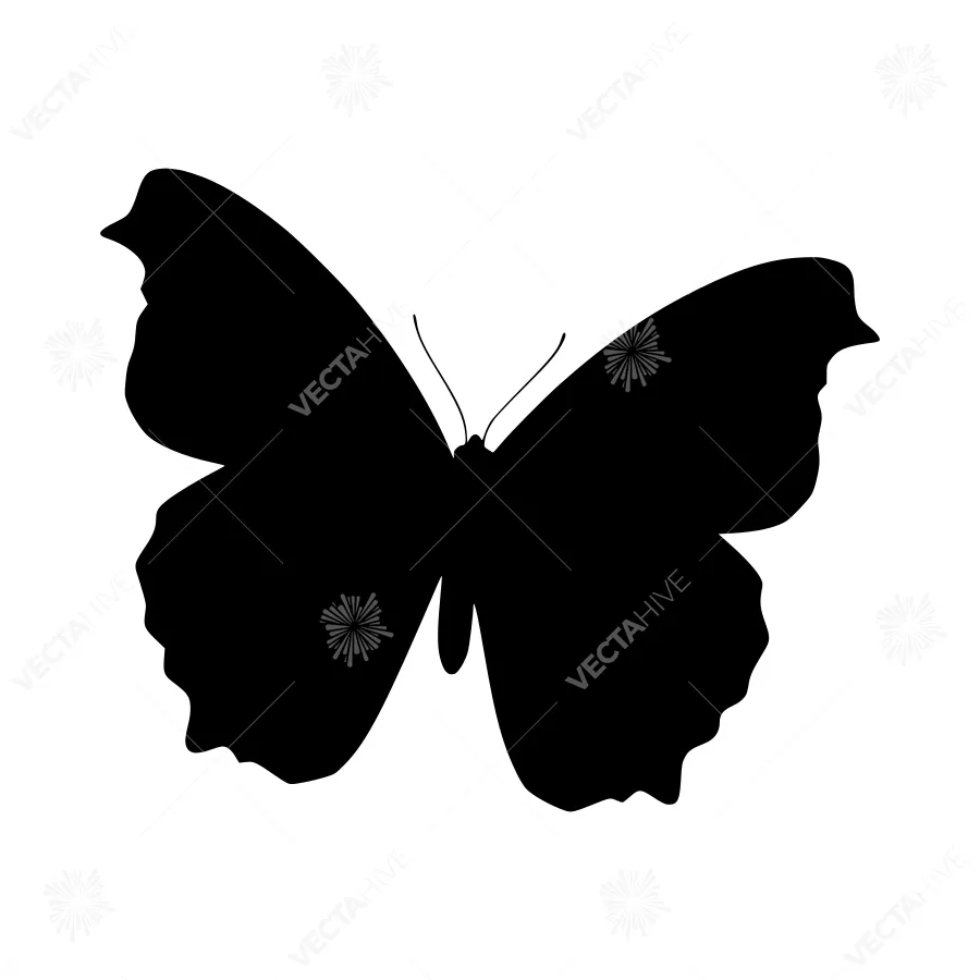 Black Butterfly Silhouette Vector Graphic