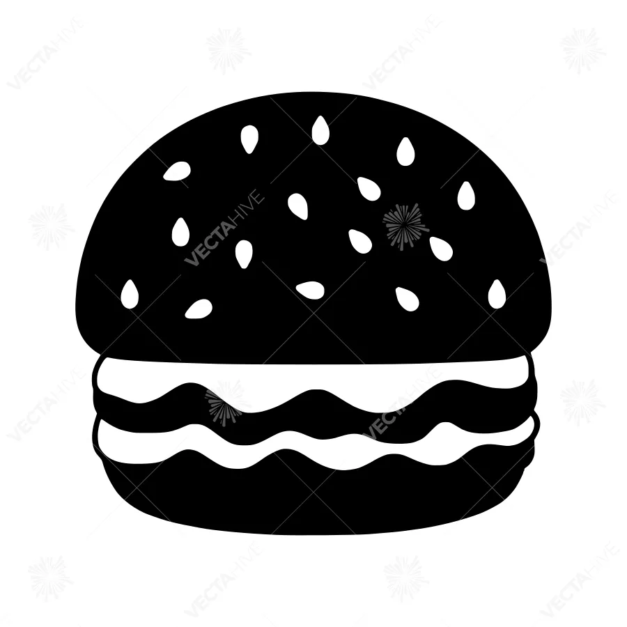 Burger Icon - Simple Black & White Vector