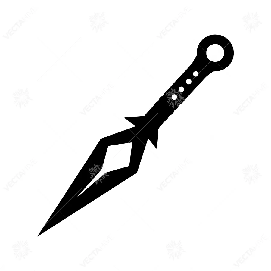Black Dagger Knife Icon - Vector Illustration