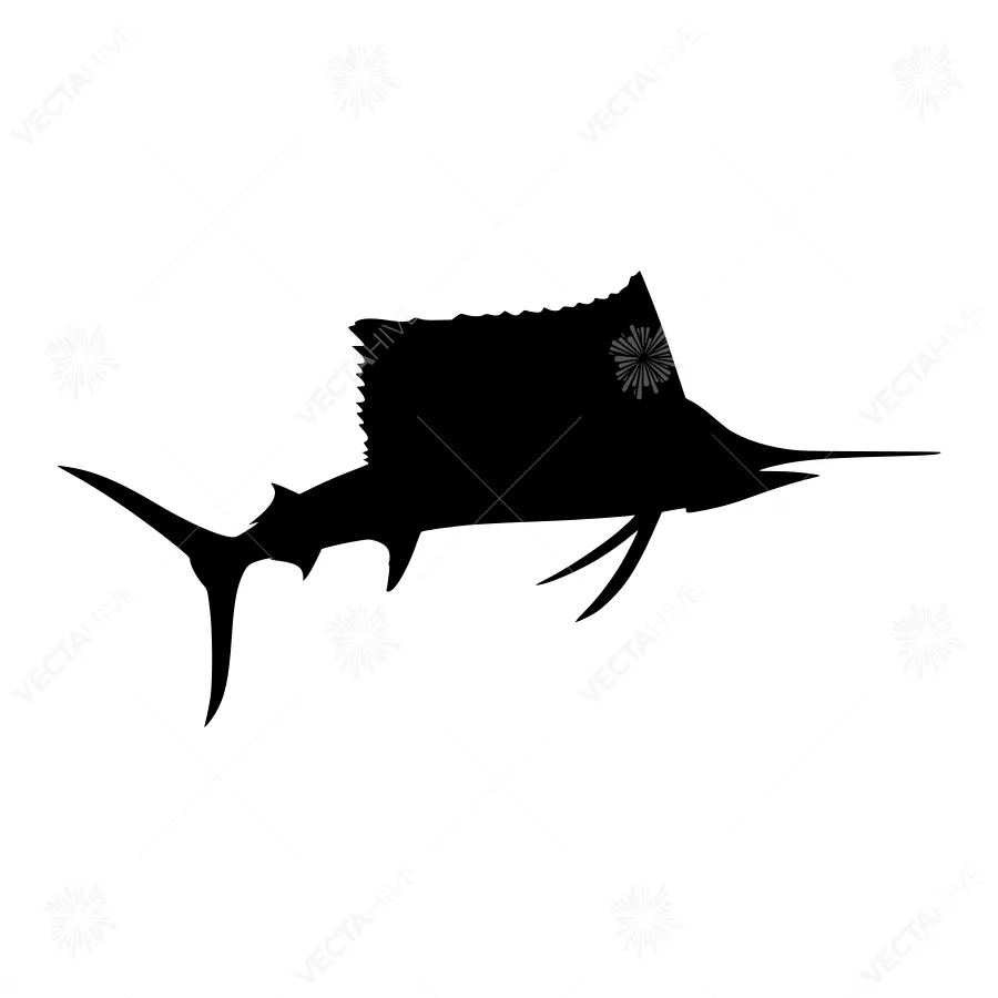 Silhouette Marlin Fish Vector Graphic