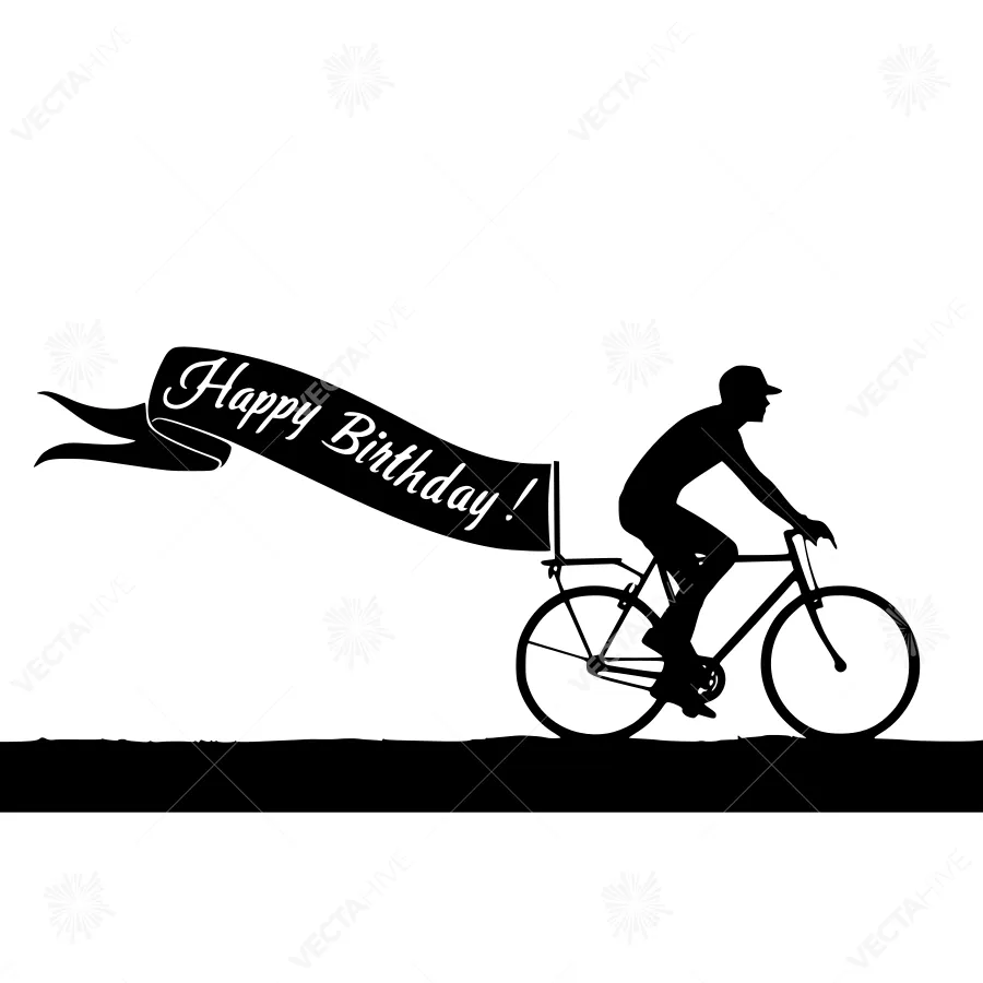 Silhouette Birthday Bike Illustration