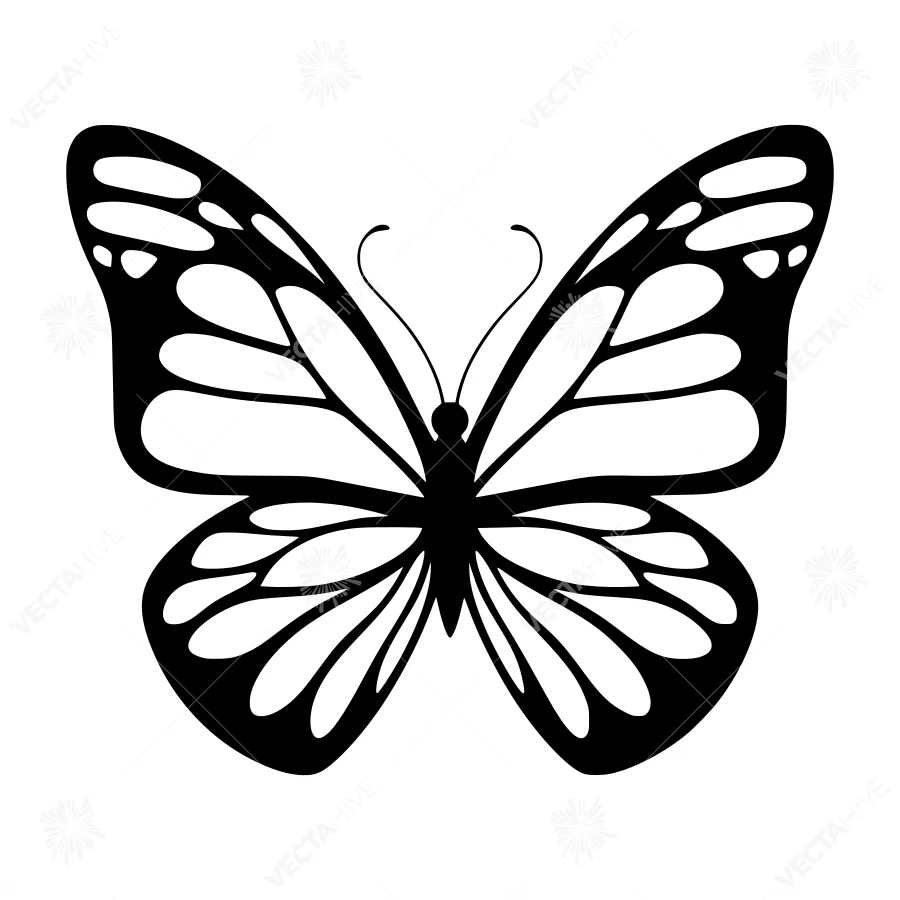 Black Butterfly Silhouette Vector Illustration