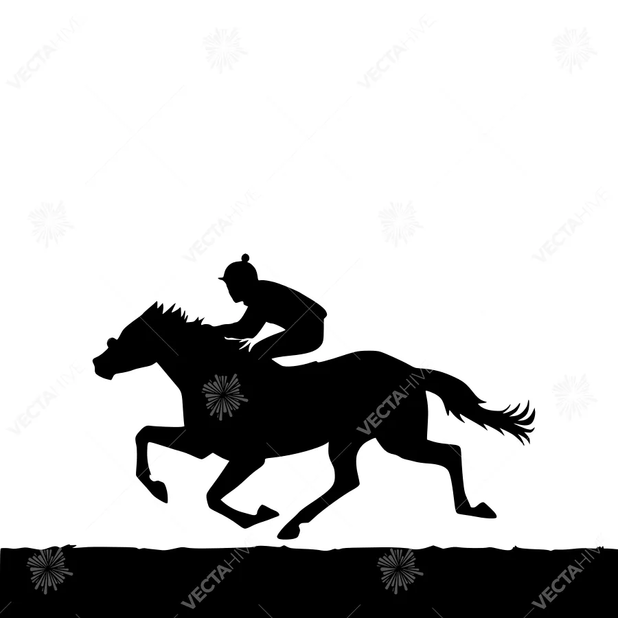 Silhouette Horse Racing Vector Illustration