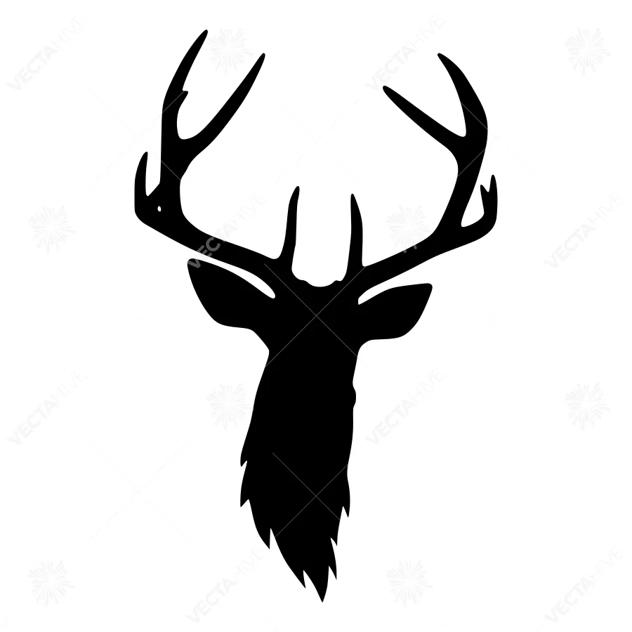 Silhouette Deer Head - Black Outline