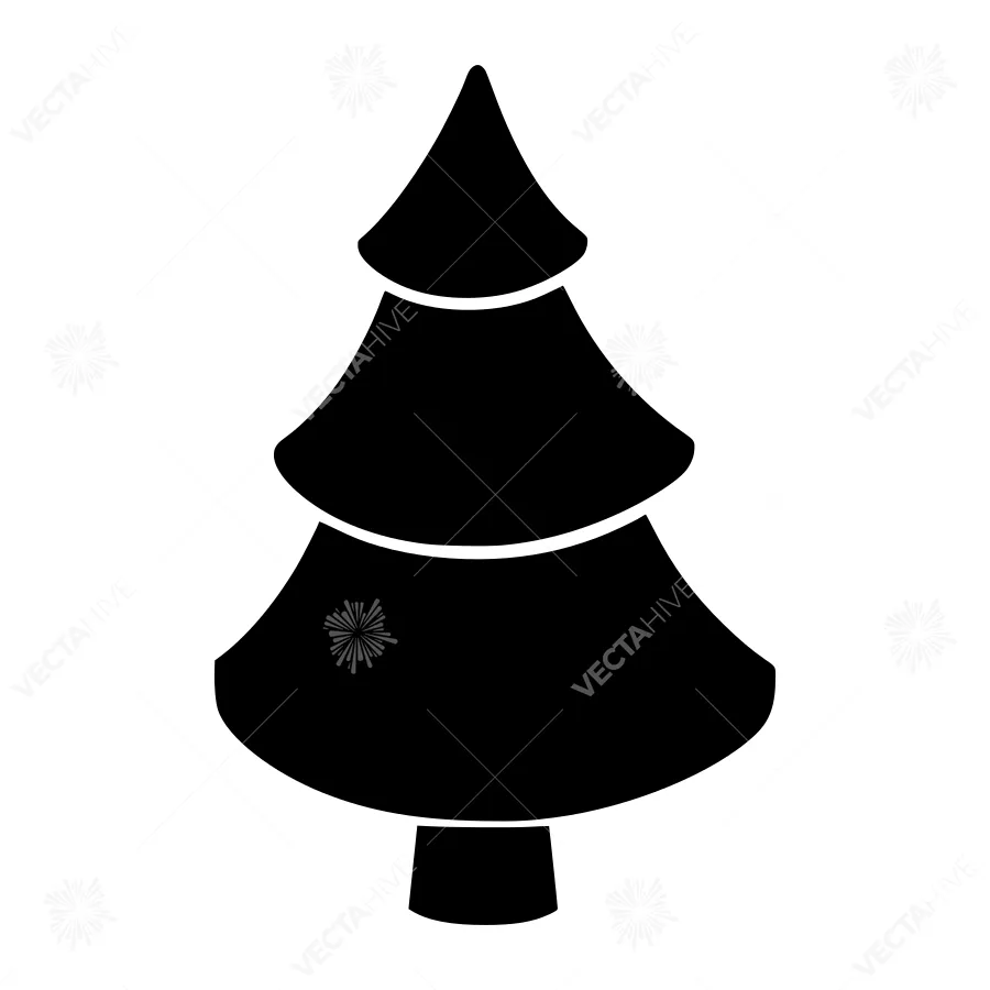 Black Christmas Tree Icon - Simple Vector Illustration