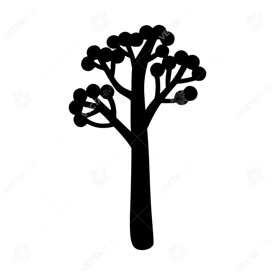 Black Silhouette Tree Icon - Minimalist Vector Graphic