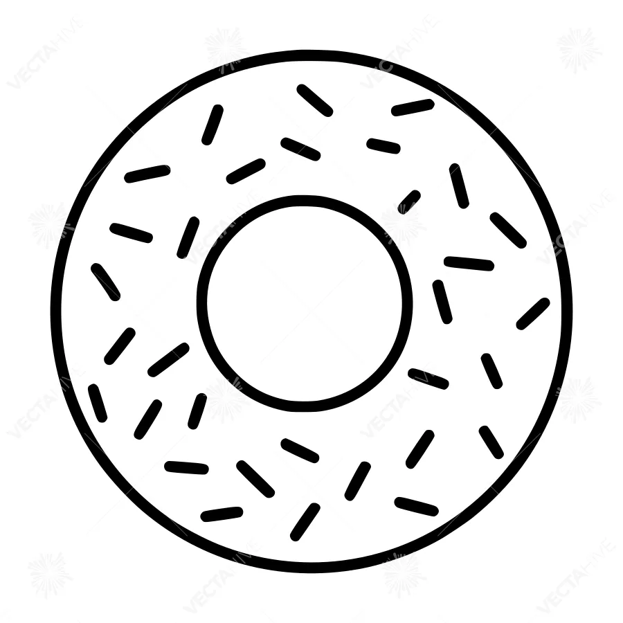 Line Art Donut with Sprinkles - Minimalist Icon