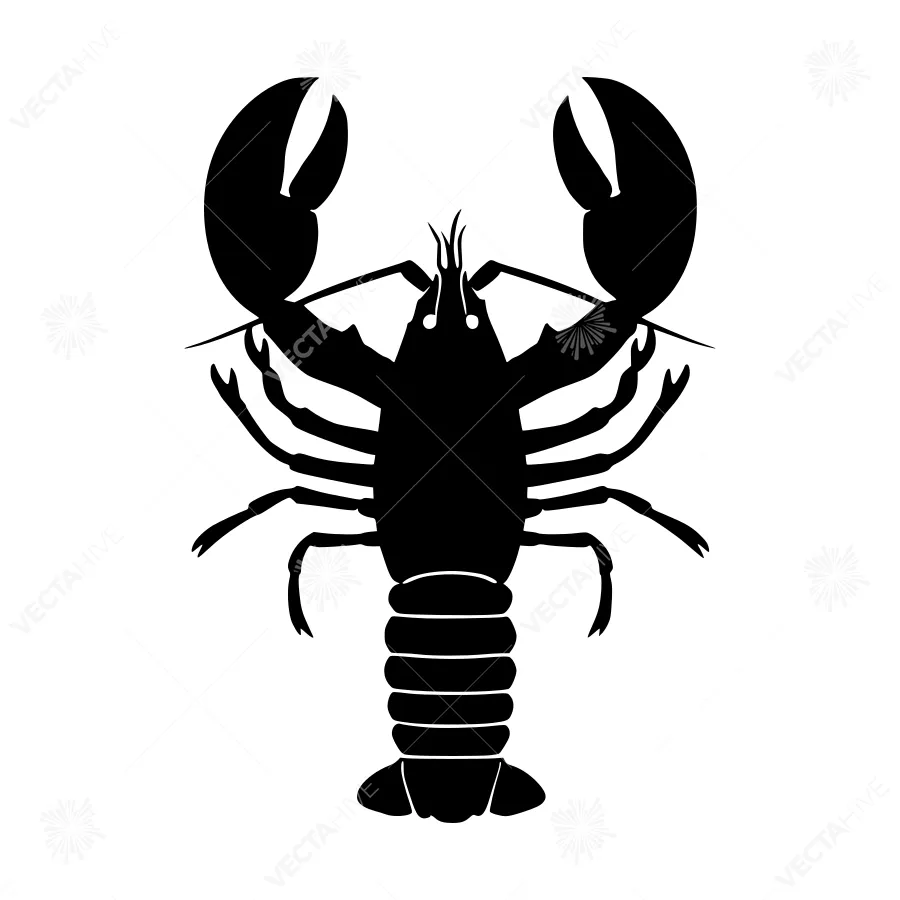 Black Lobster Silhouette Vector Illustration